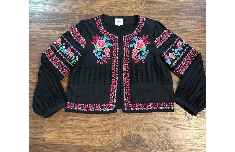 Misa Los Angeles Charlotta Eyelet Embroidered Jacket Size Small